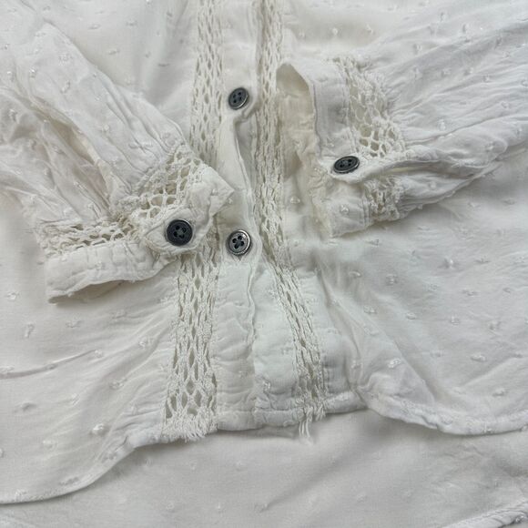 Free People Everyday Every Girl Top Large White Boho Gypsy Long Sleeve Flaw - Picture 5 of 11